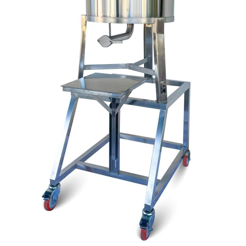 TANQUE DECANTADOR DE MEL 250 KG - C/ SUPORTE PARA ENVASADORA - FUNDO CÔNICO